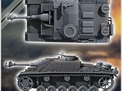 Sturmhaubitze StuH III Ausf G 1944 SdKfz 142-2 - miniatures tabl 3D print model