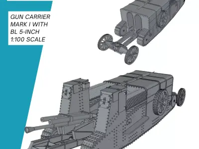Gun Carrier Mark I mit BL 5-Inch Kanone 3D print model
