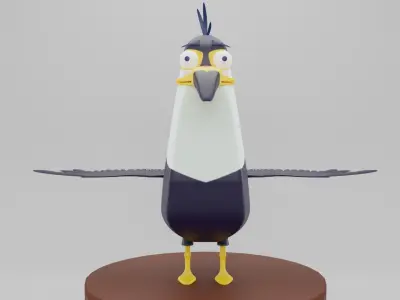 Crazy Toucan cartoon bird 3D model Low-poly 3D model