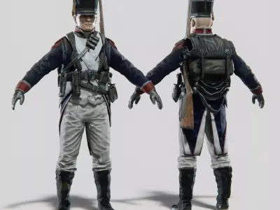 Soldier Napoleon Infantry Rigged Low-poly 3D model