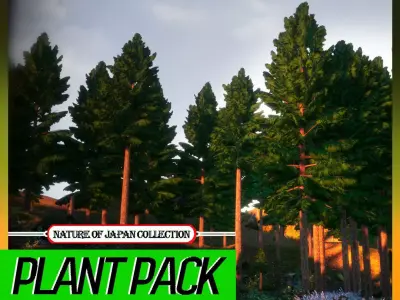 Japanese Endemic Species Plant - 4 Japanese false cypress Tree Low-poly 3D model