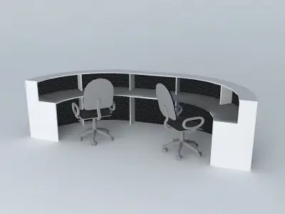 Curved counter 180  Elongated for 2 seats Free 3D model