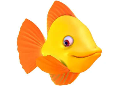 Hi-Poly Subdivision 3D Model Gold Fish Low-poly 3D model