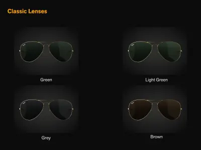 Ray-Ban Aviator sunglasses 3D model 3D model