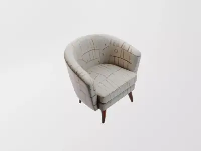White and Gold Modern Armchair Free low-poly 3D model