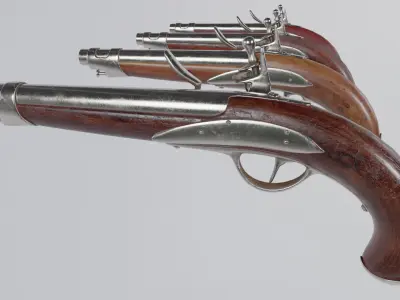 Low Poly PBR Flint Lock Musket Low-poly 3D model