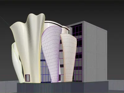 Futuristic commercial building 01 3D model
