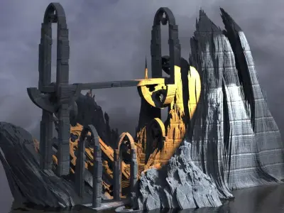 Gorgoroth Temple Fortress Ruins bridge 7 3D model