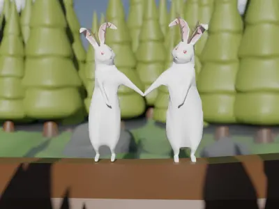 Mythical Rabbit Jackalope Low-poly 3D model