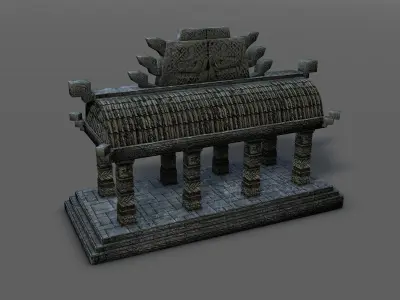 Low Poly Aztec small temple Low-poly 3D model