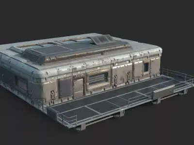 Future sci-fi style outpost battle house 3D model
