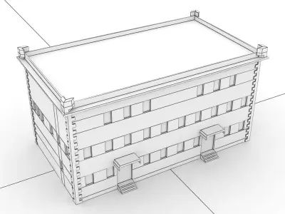 Building Lowpoly with roof Low-poly 3D model