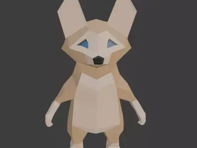 Low Poly Fennec Fox Low-poly 3D model