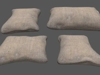 sandbag set pile of sacks Low-poly 3D model