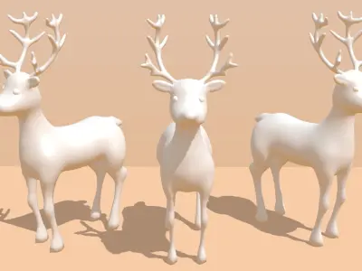Reindeer Cartoon Lowpoly Low-poly 3D model