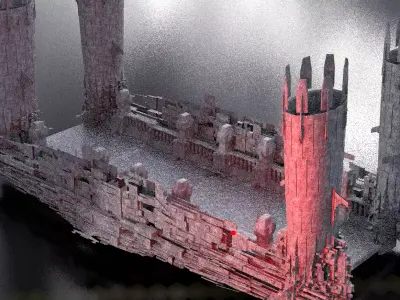 Ancient Scifi ruin Bridge Low-poly 3D model