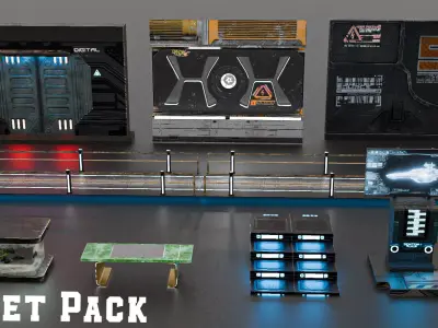 Cyber Forge Sci-Fi Modular Asset Pack Low-poly 3D model