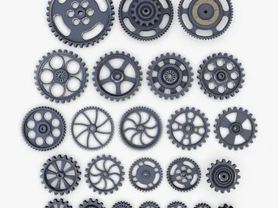 Gears Set Low Poly v 1 of 3D model