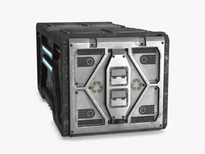 Sci-fi Container set of 3 v6 Low-poly 3D model