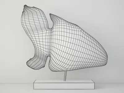 Deco Teak Fish Sculpture on Stand 3D model