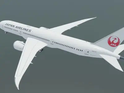 Japan Airlines Boeing 787-9 3D Model Low-poly 3D model