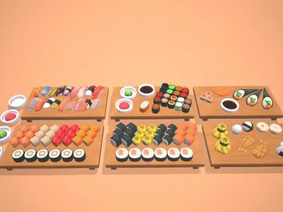 Sushi - Stylized Food Pack Low-poly 3D model