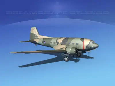 Douglas C-47 Dakota USAF V06 3D model