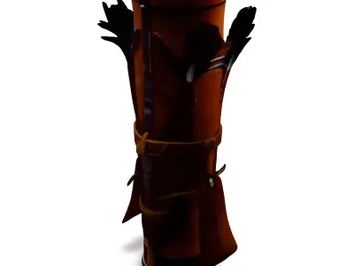 Medieval Leather Quiver with Arrows Low-poly 3D model