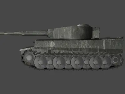 Low Poly Tiger Tank Low-poly 3D model