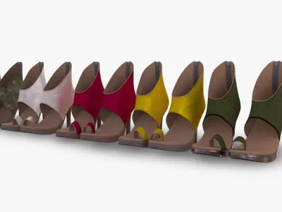 Summer boots high heals with different materials 3D model