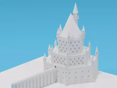 Fantasy Medieval Castle Low-poly 3D model