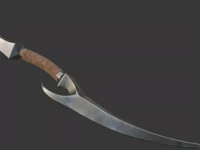 Elven fantasy dual-blade dagger 3D model