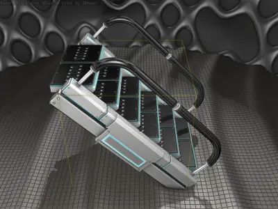 Sci-Fi Stairs - 7- Silver Blue Neon Light Version Low-poly 3D model