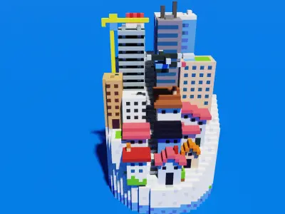 Voxel Log City 3D model