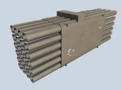 XM-3 Launcher With 70mm Missile Low-poly 3D model