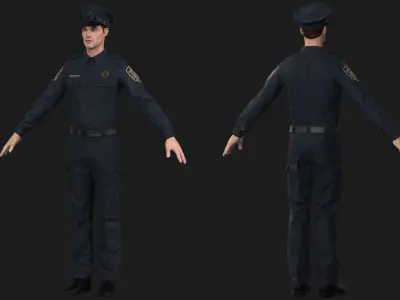 US Police Uniform Marvelous Designer project 3D model