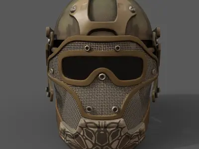 Helmet camo human military combat soldier protection  Low-poly 3D model