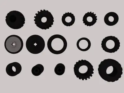 Lego Tire pack Low-poly 3D model