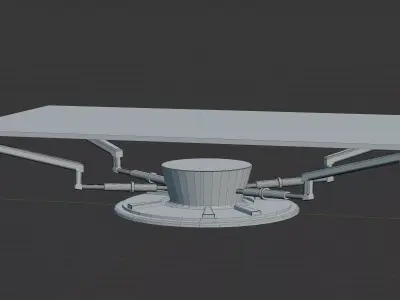 Cybernetic Futuristic Conference Table with Robotic Arms  Low-poly 3D model