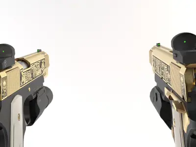 Malefic Engraved 1911 Pistol Low-poly 3D model