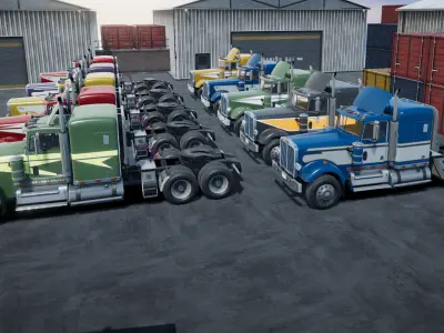 80s Semitruck unity asset Low-poly 3D model