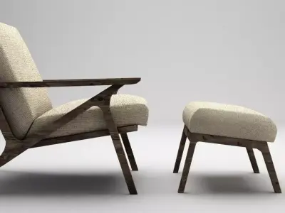 armchair lounge chair and ottoman Free 3D model