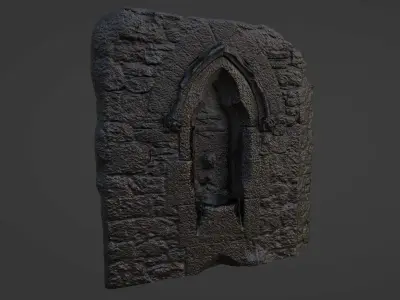 Stone Font Gothic Fountain Photo-Scan Low-poly 3D model