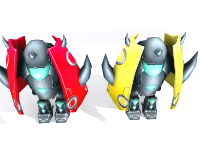 Robot lowpoly with horns Low-poly 3D model