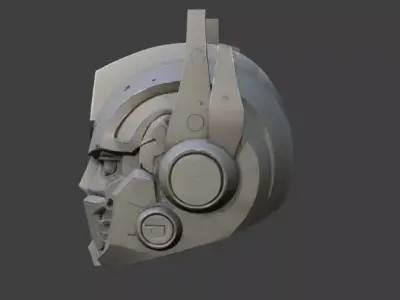 Robotic Helmet Sci-Fi Game-Ready 3D Model with PBR Textures Low-poly 3D model