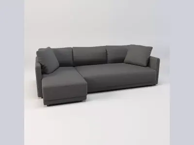 Gather arm wide chaise sectional sofa Free low-poly 3D model