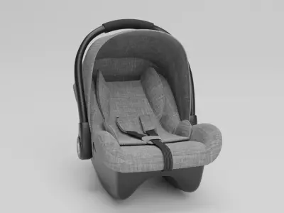 Gray fabric car seat for baby 0-13 kg S Low-poly 3D model