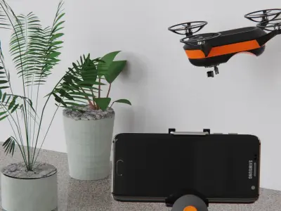 drone with thermal camera and remote control with smarthphone 3D model