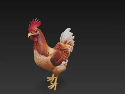 Brown Chicken Realistic 3D Model Basic - Low Poly Realistic Low-poly 3D model