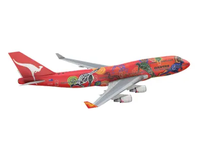 Boeing 747 - Qantas Wunala Dreaming 3D model